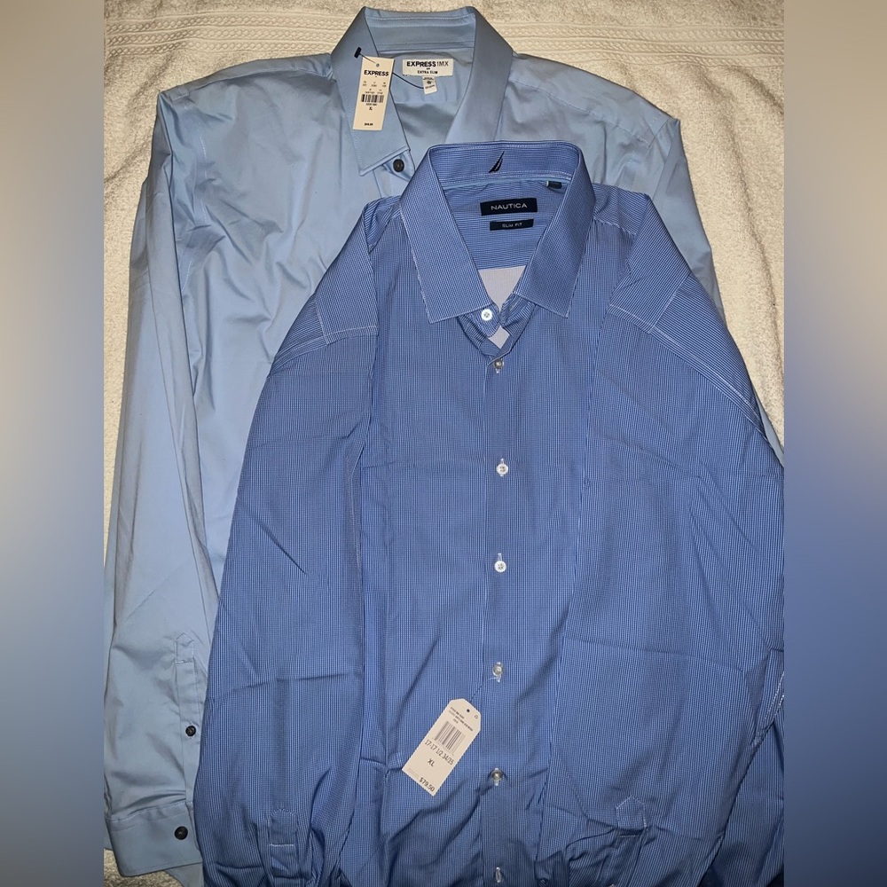 Men’s Expresss1MX L/S Dress Shirt 17-17 1/2, XL, NWT & FREE Nautica Shirt